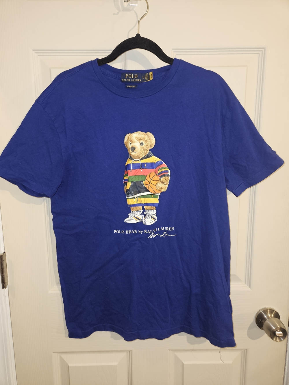 Ralph Lauren Classic Fit Basketball Bear Royal Blue Crewneck Tee